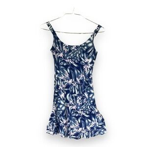 Hawaii Aloha Floral Blue and White Dress